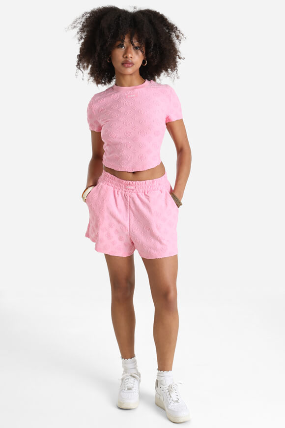 Jacquard Peony Crop T-Shirt - Pink