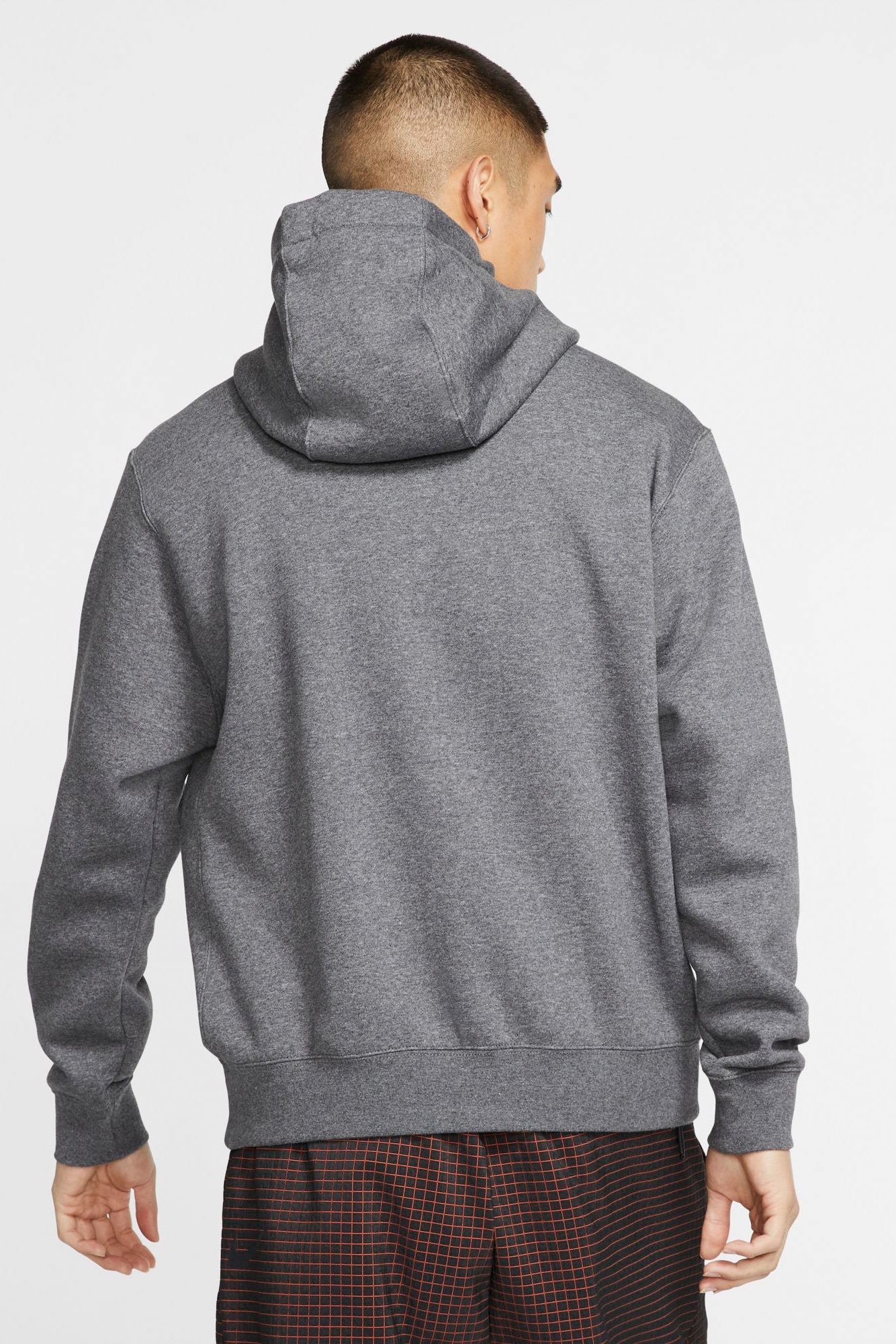 Sportswear Club Fleece Kapuzensweatshirt - Dunkelgrau meliert + Weiss