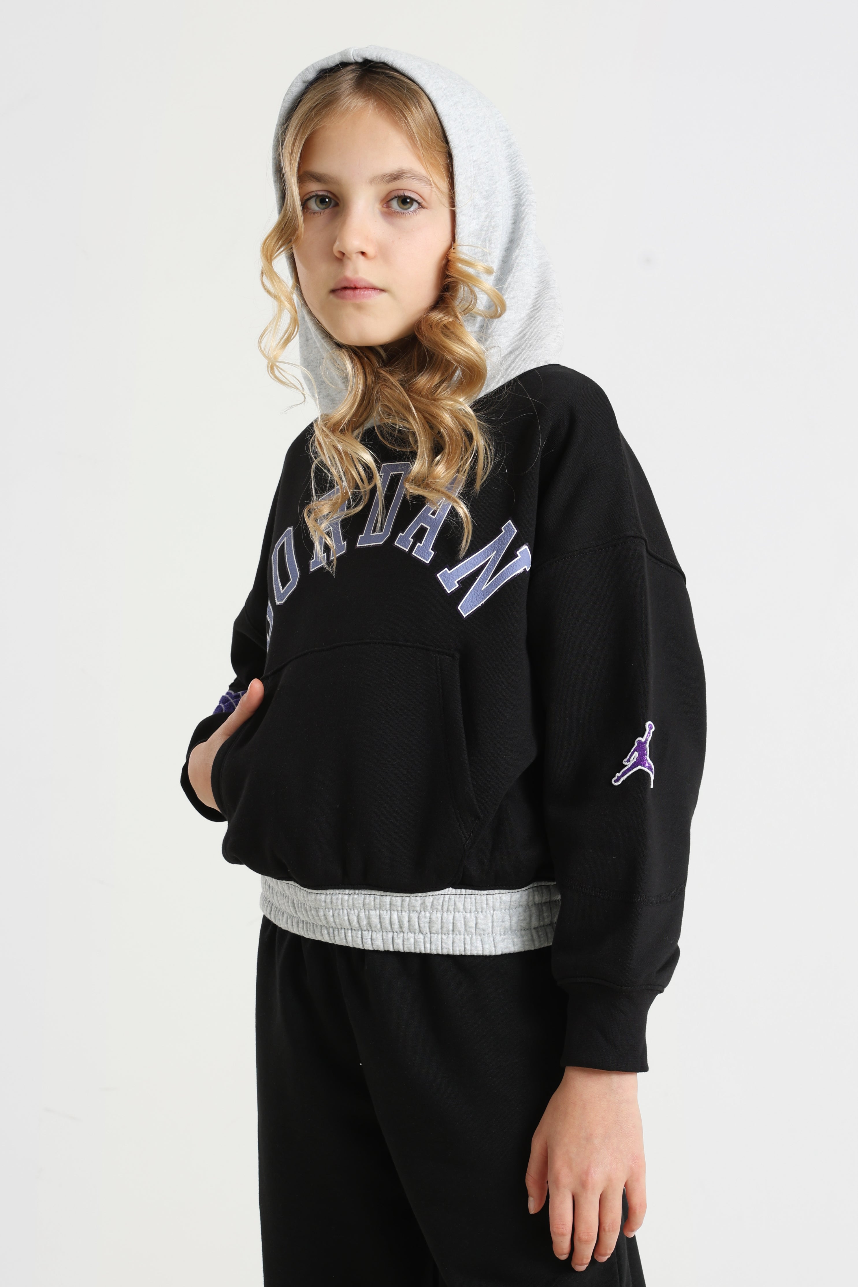 Air Kapuzensweatshirt - Black + Light Grey Heather