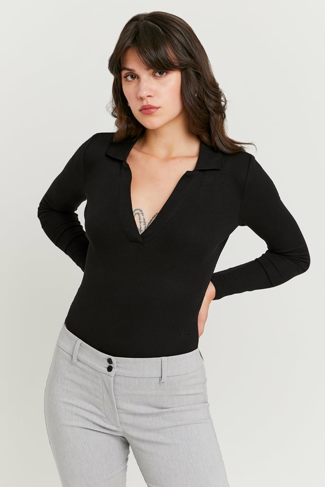 Geripptes Body - Black