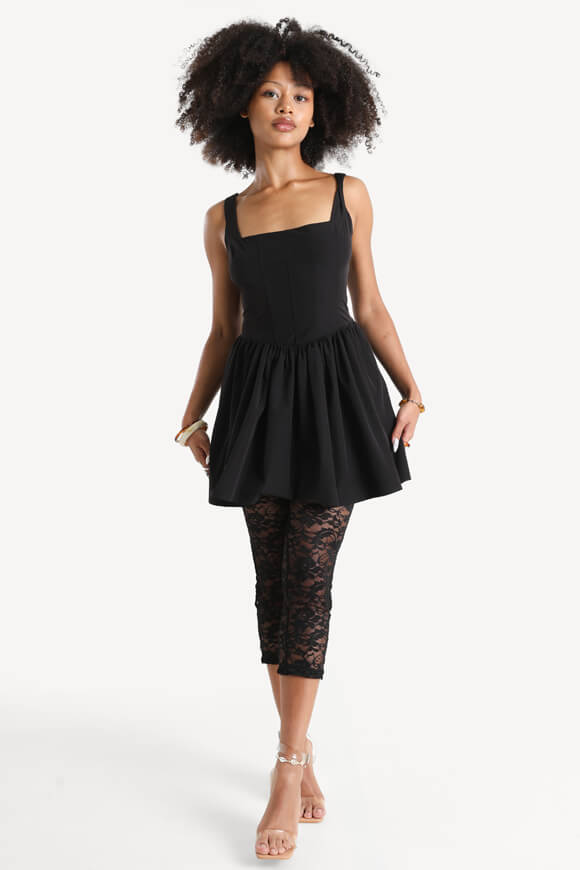 Spitzen Capri Leggings - Schwarz