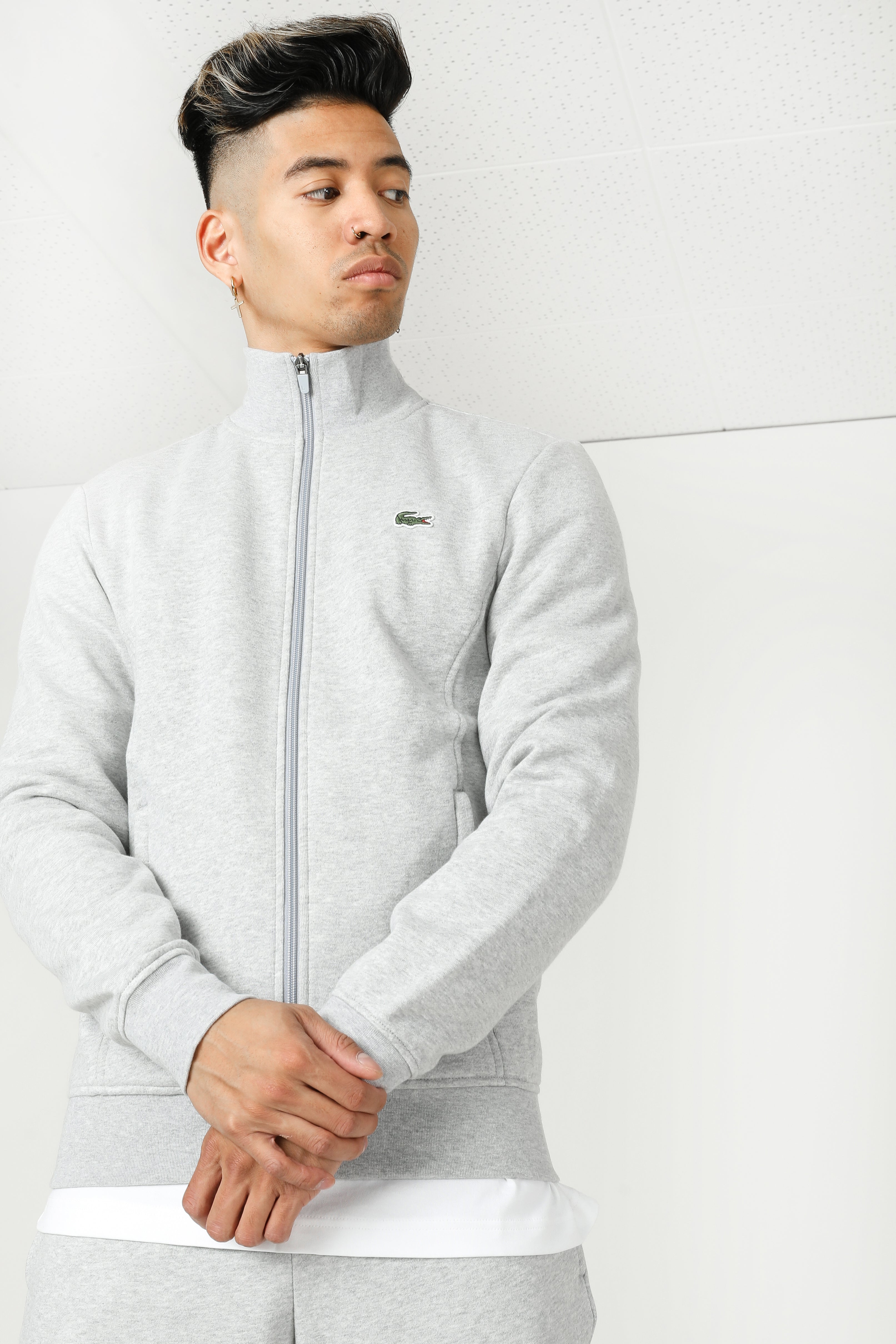 Sweatjacke - Hellgrau meliert