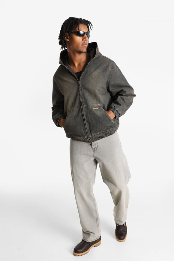 Gefütterte Jeansjacke - Schwarz/Braun
