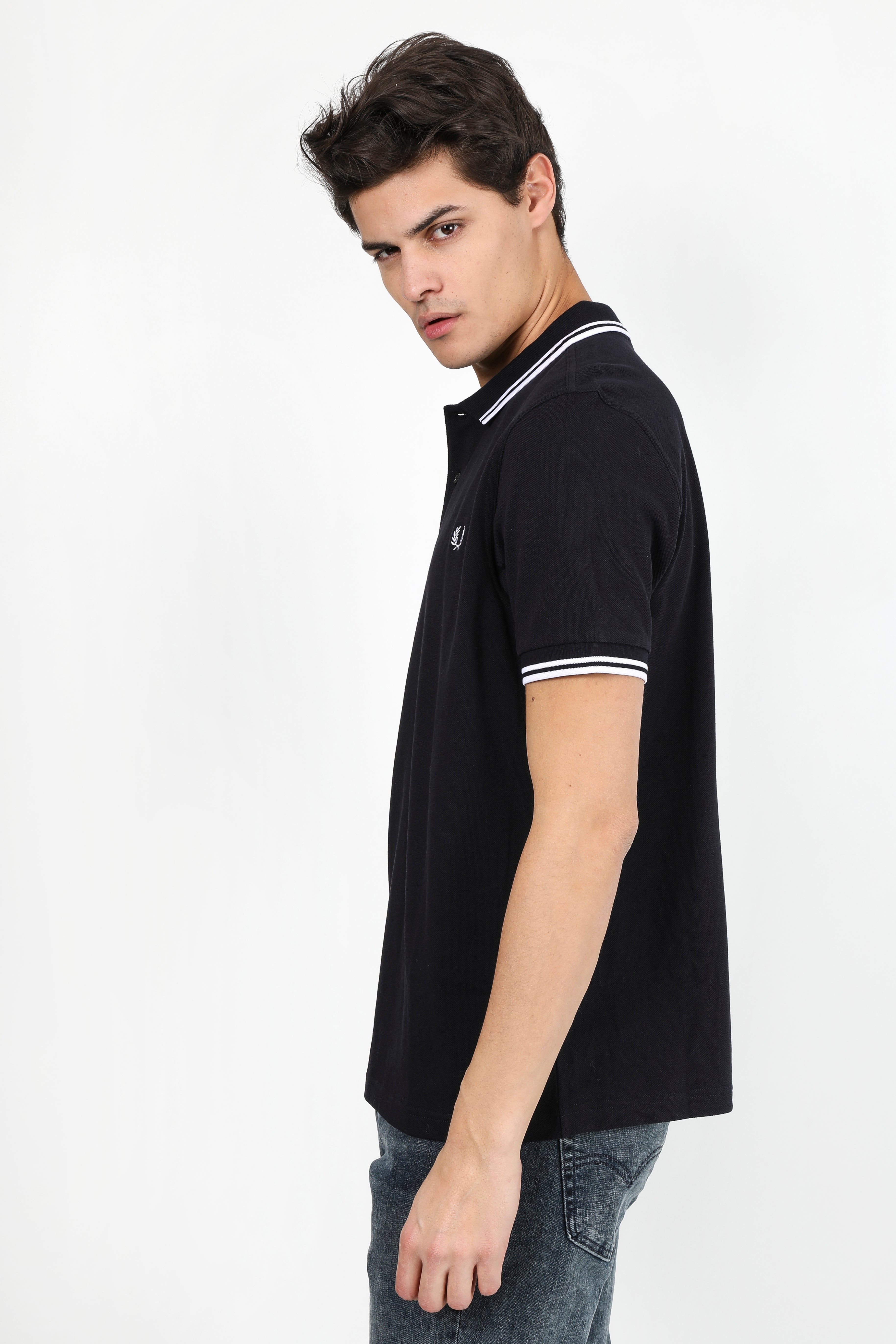 Poloshirt - Navy + White