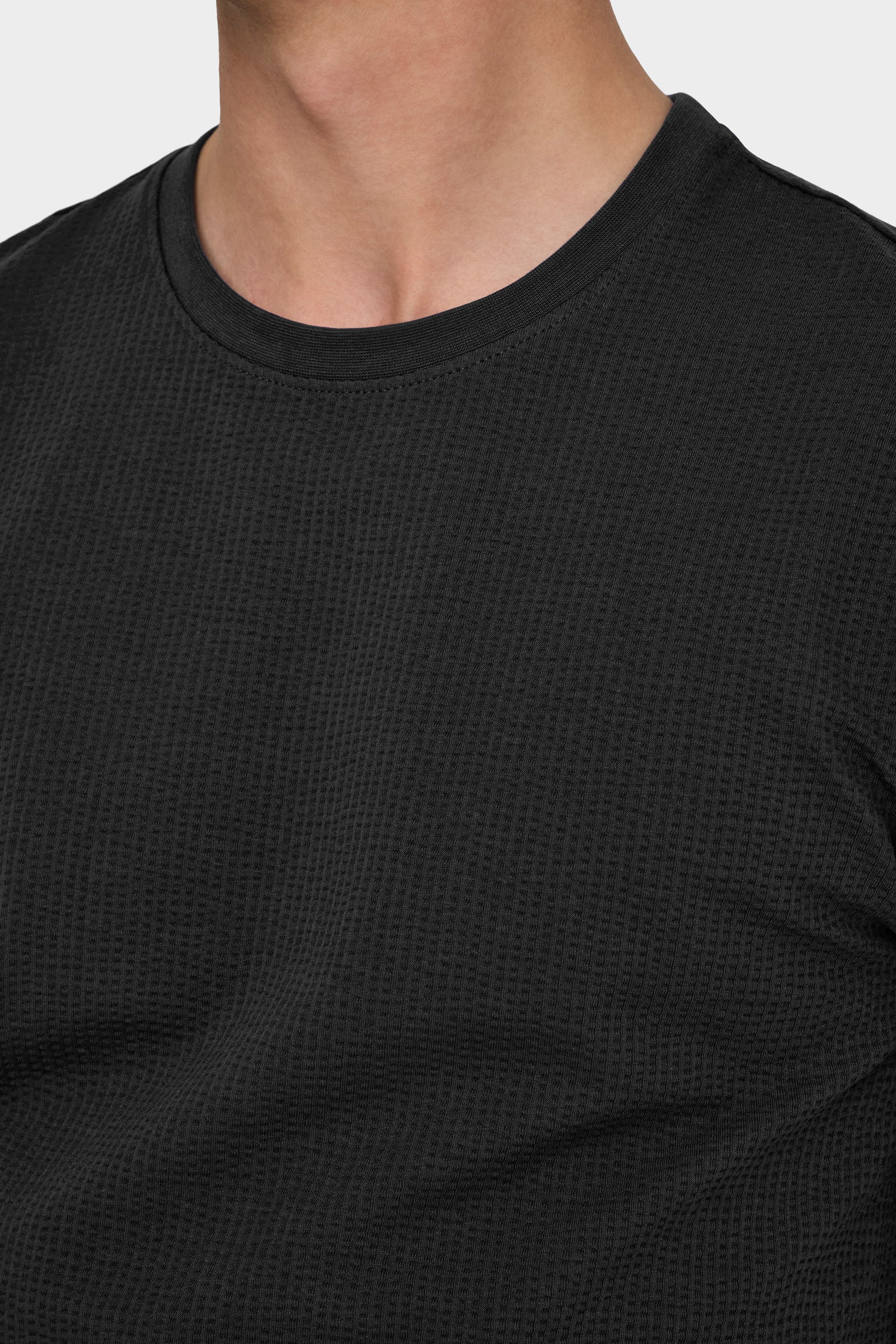 ONSKIAN T-Shirt mit Waffelstruktur - Black
