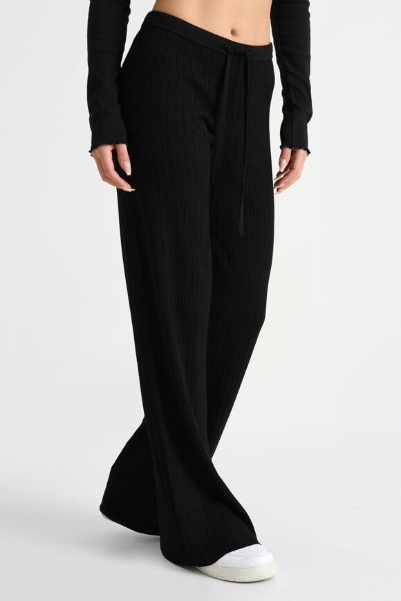 Gerippte Strickhose - Schwarz