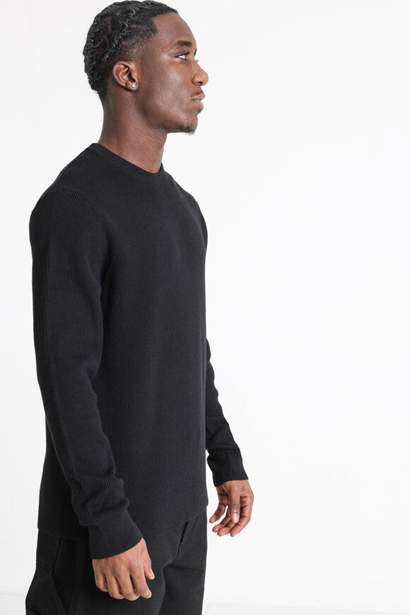 Gerippter Strickpullover - Black