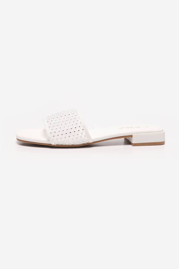 Pantoletten mit Strass - White