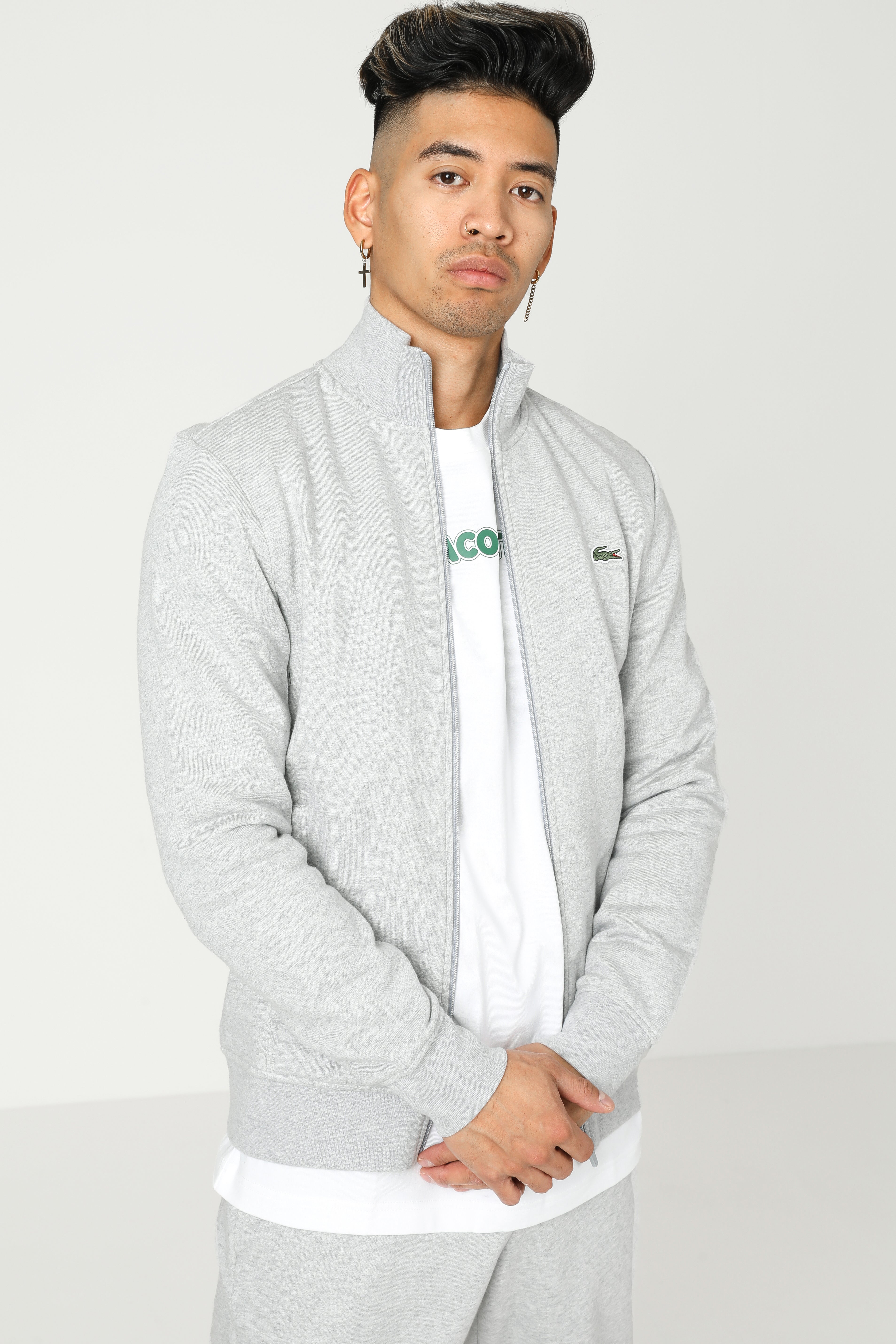 Sweatjacke - Hellgrau meliert