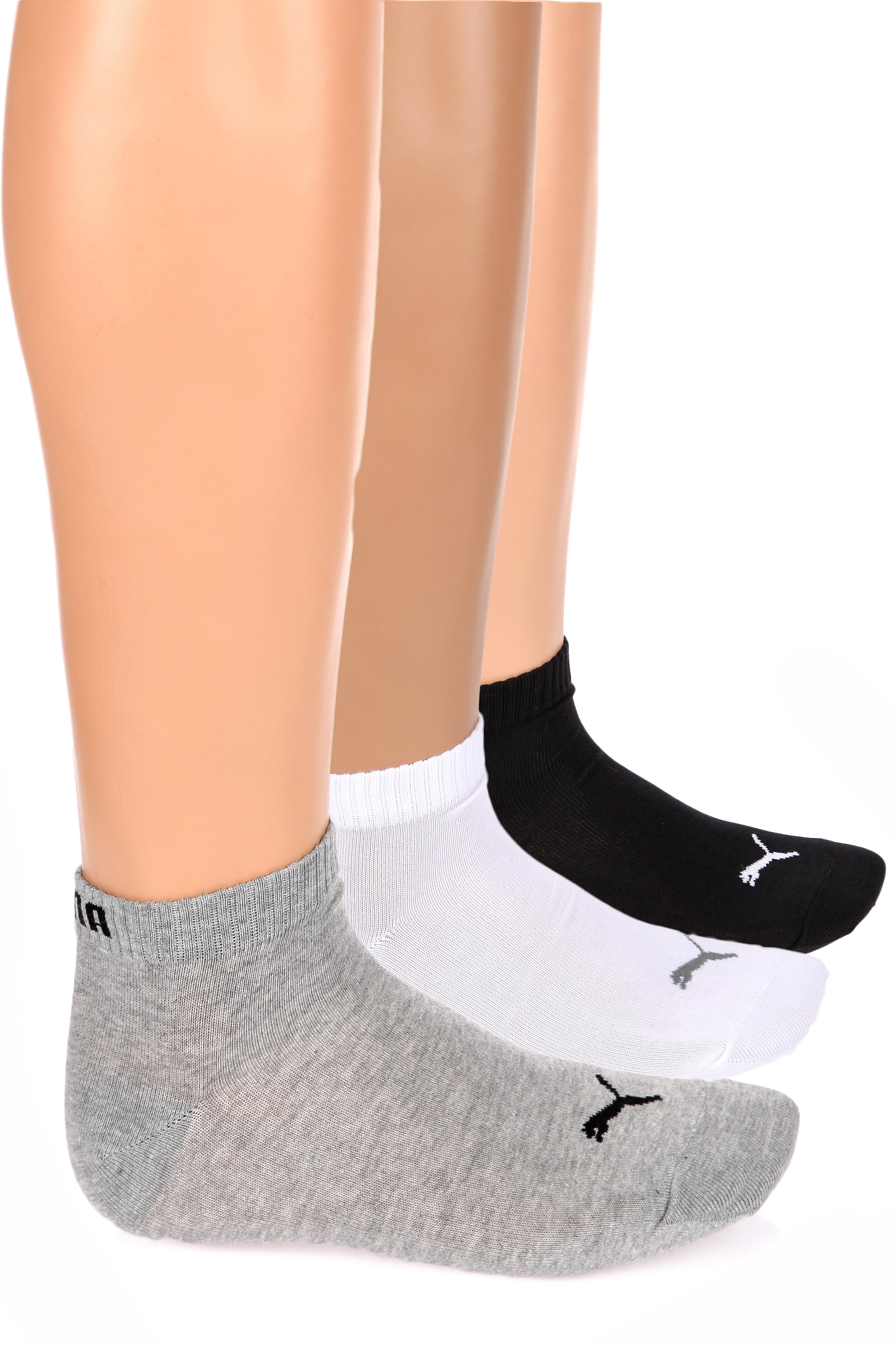 Dreierpack Socken - Weiss + Hellgrau + Schwarz