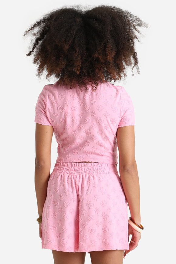 Jacquard Peony Crop T-Shirt - Pink