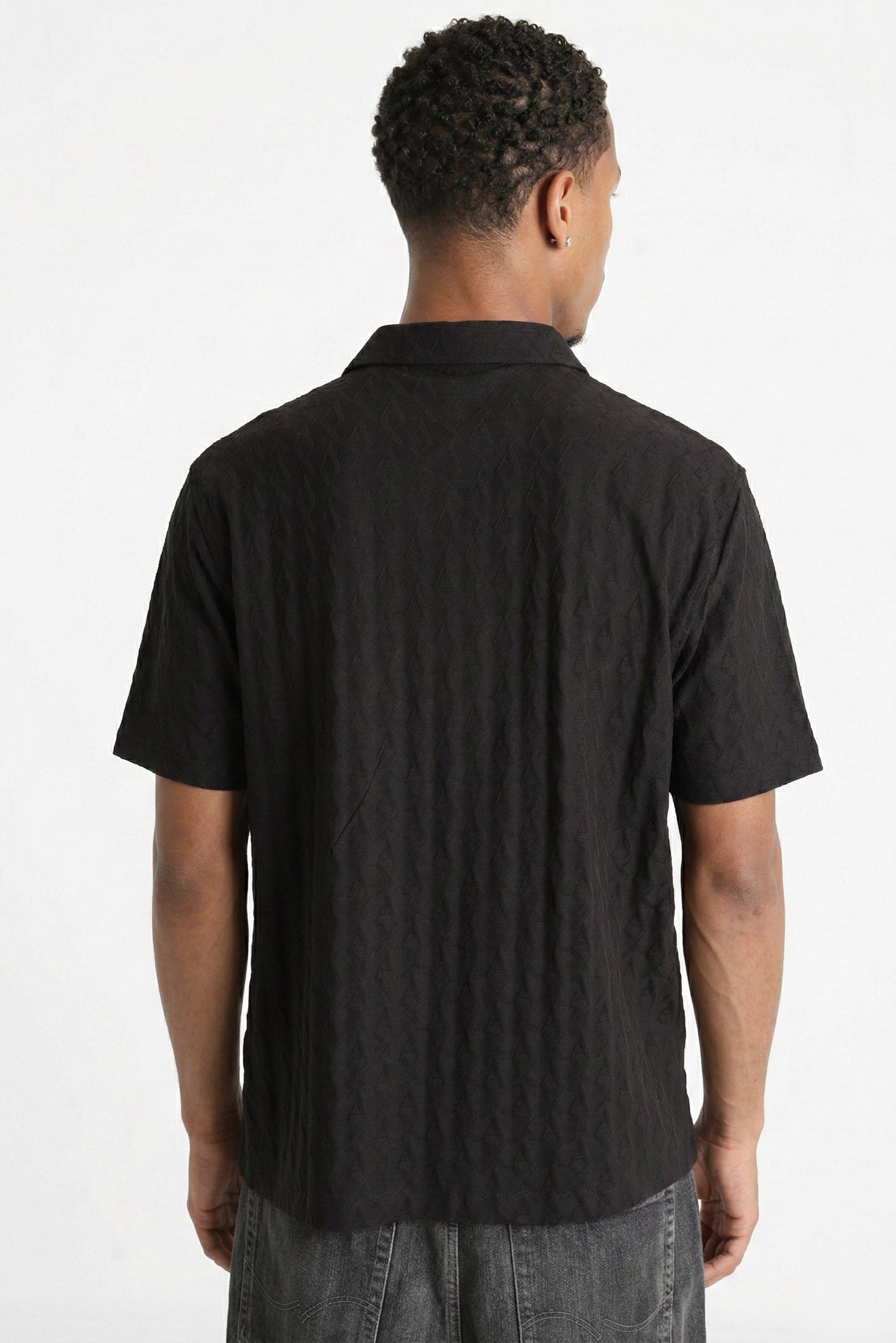 Strukturiertes Poloshirt - Black