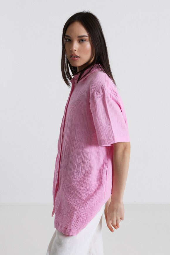 Musselin Oversize Hemd - Rosa