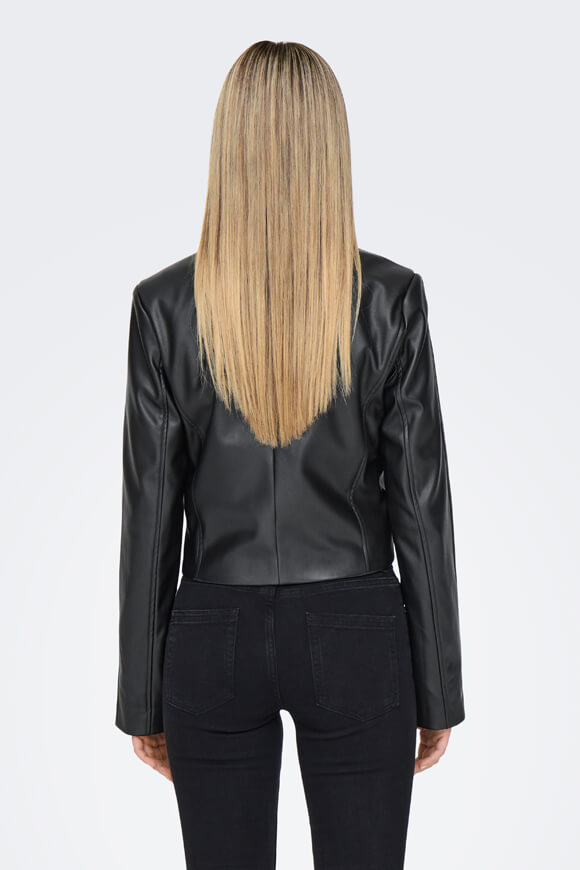 Crop Kunstlederjacke - Black