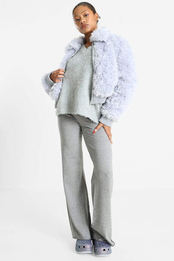 Kurze Kunstpelzjacke - Lavendel