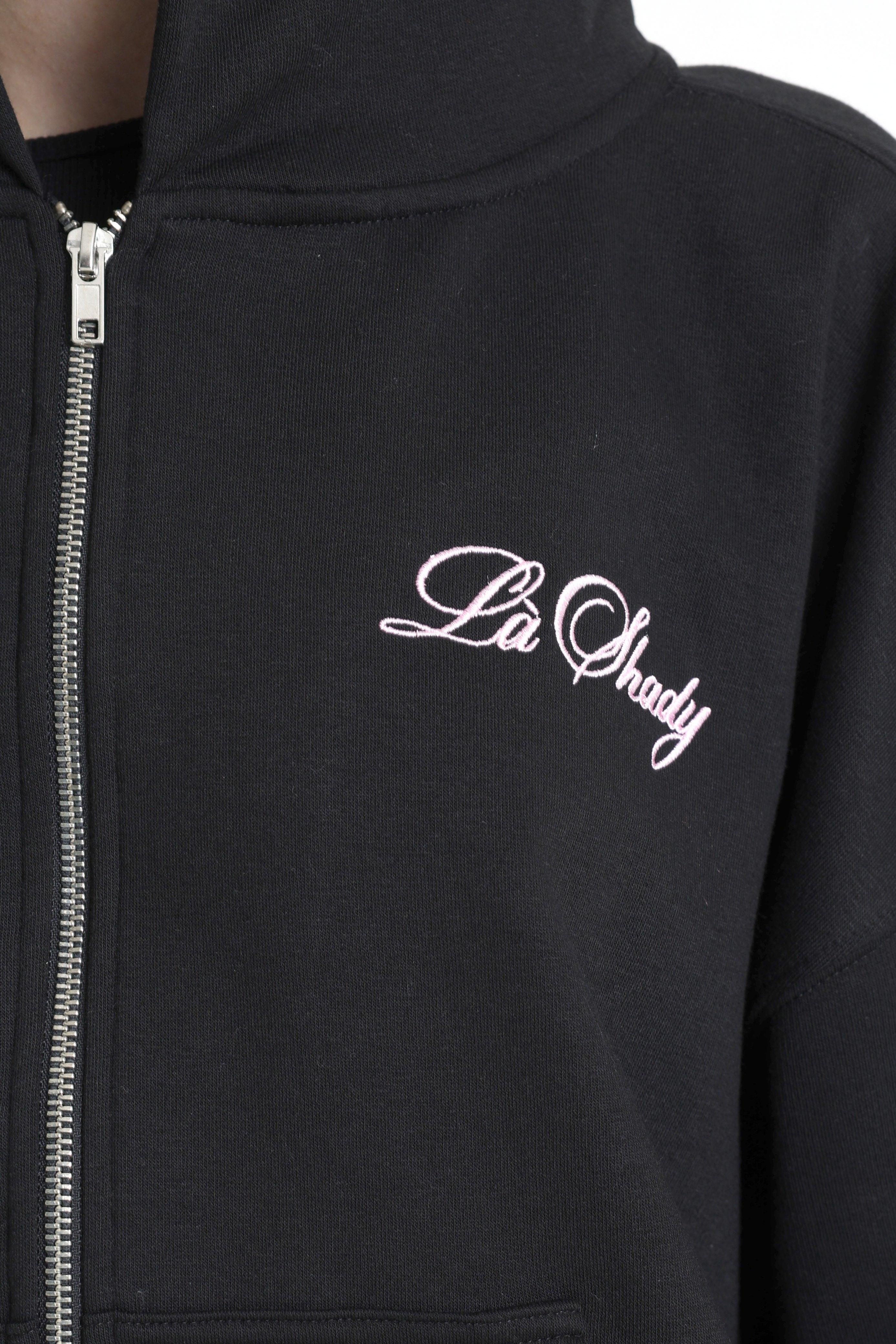 Kapuzensweatjacke - Schwarz + Rosa