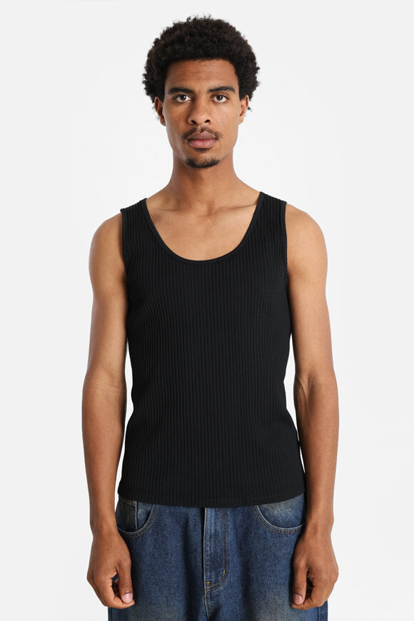 Strukturiertes Tank Top - Schwarz