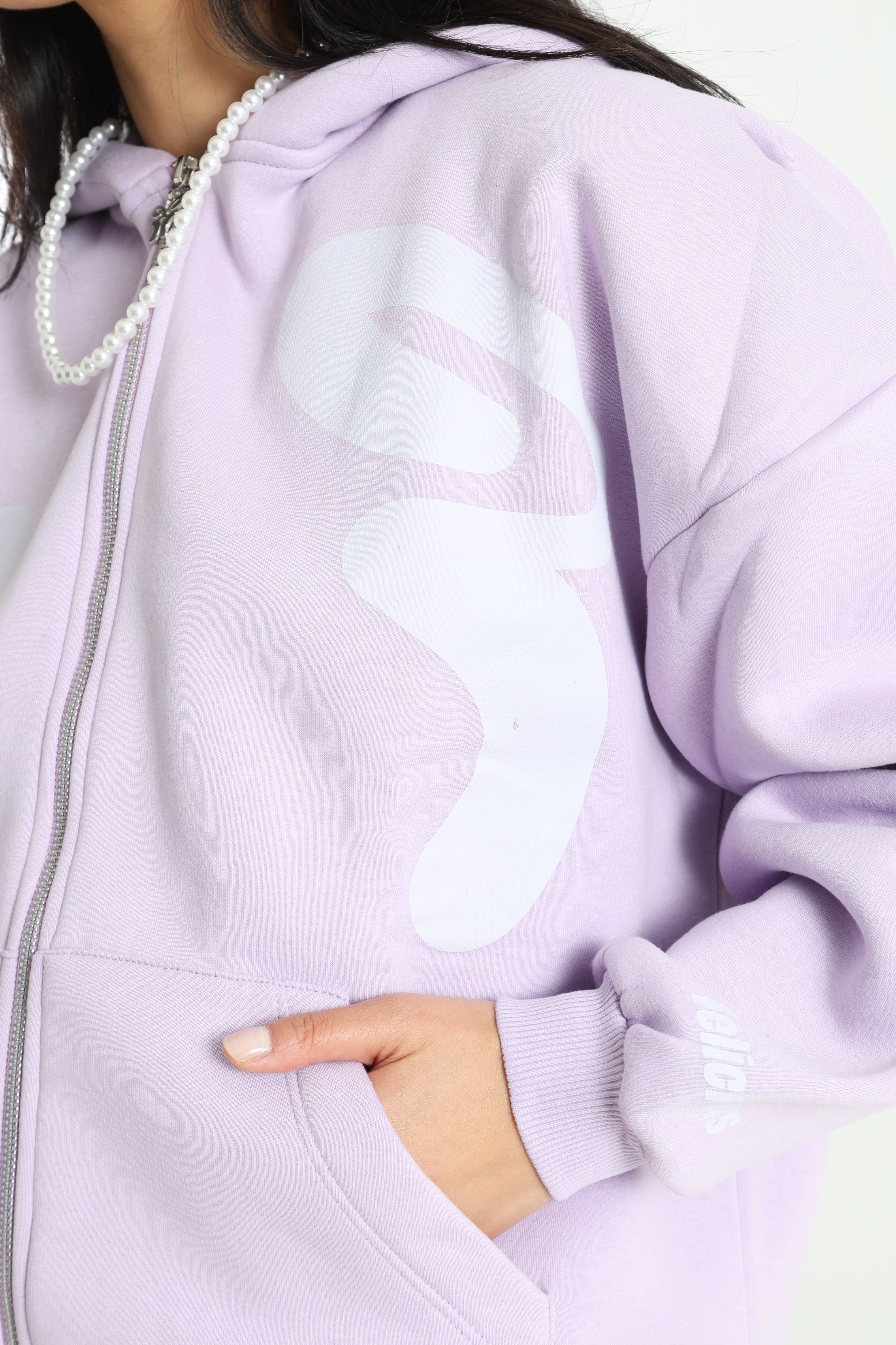 Oversize Kapuzensweatjacke - Bright Lavende