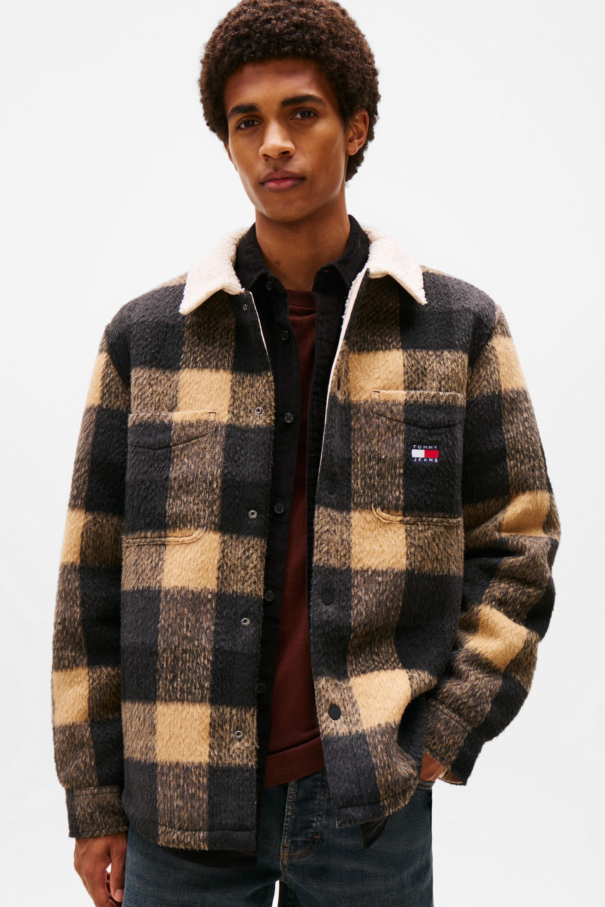 Gefüttertes Overshirt - Black + Buffalo Check