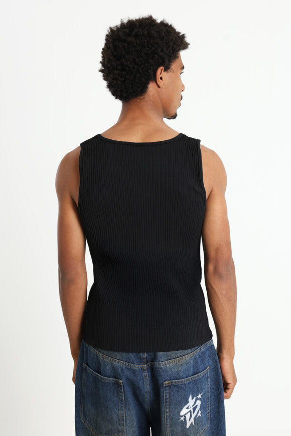Strukturiertes Tank Top - Schwarz
