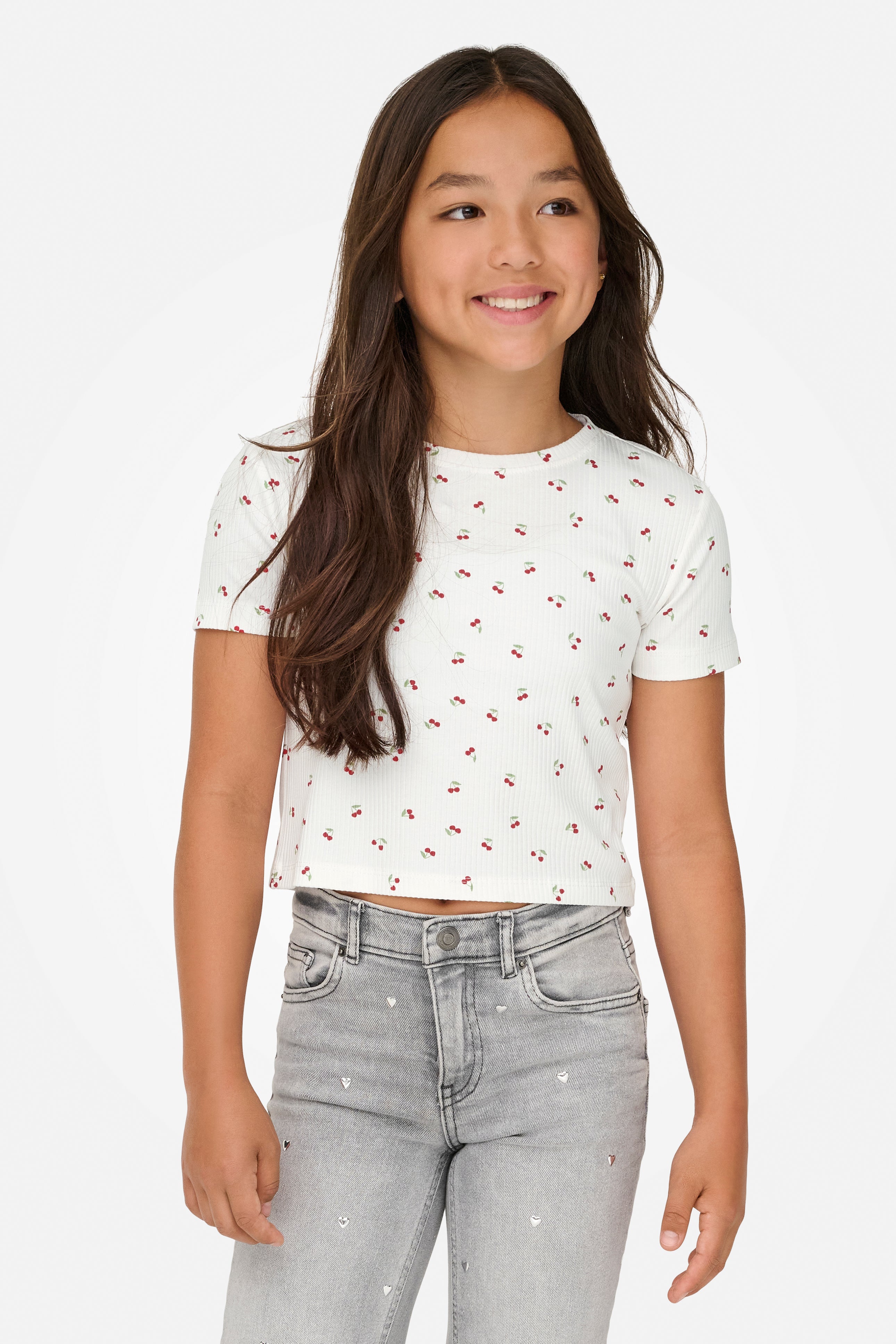 KOGBELLA Crop T-Shirt - Cloud Dancer + Cherry