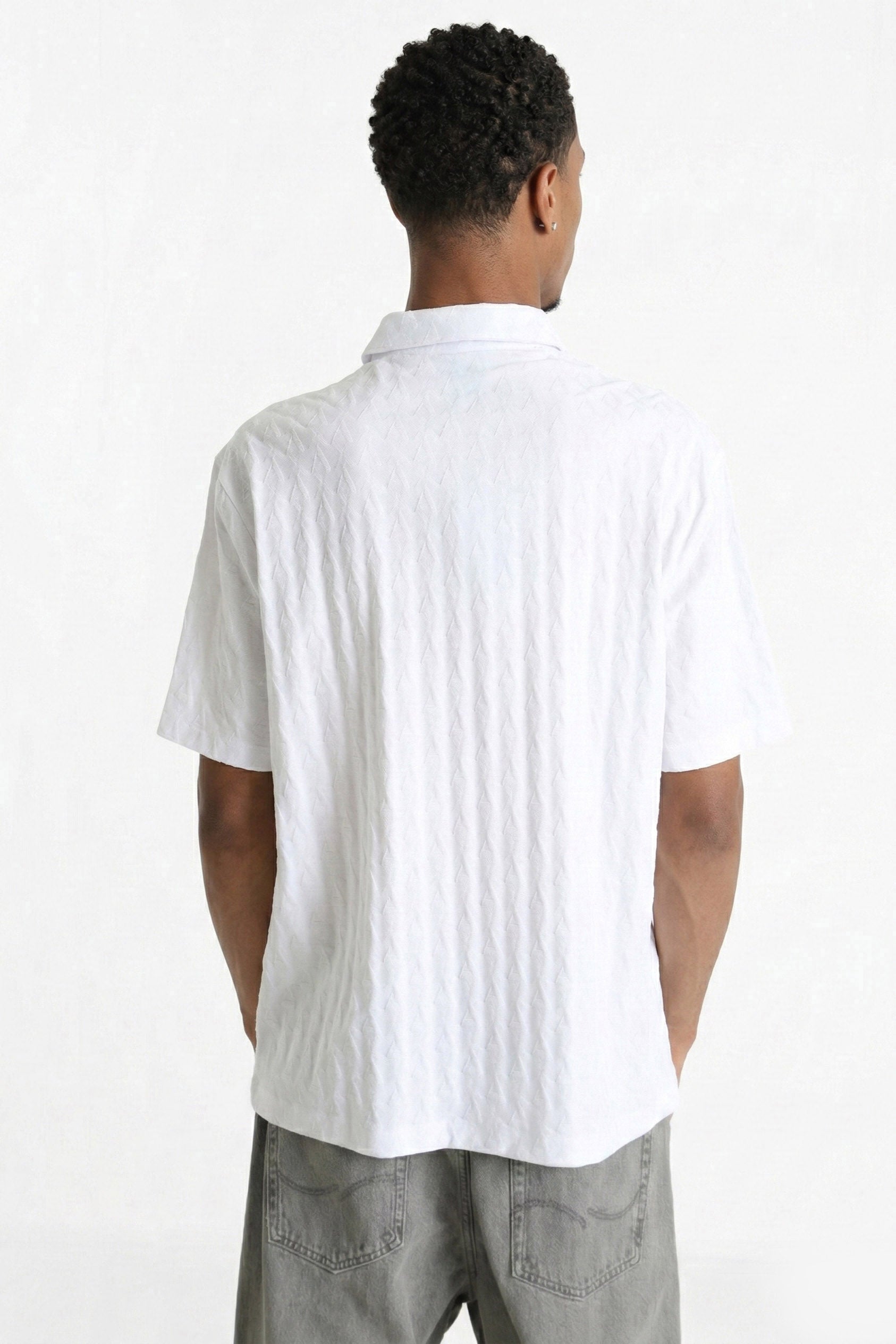 Strukturiertes Poloshirt - White