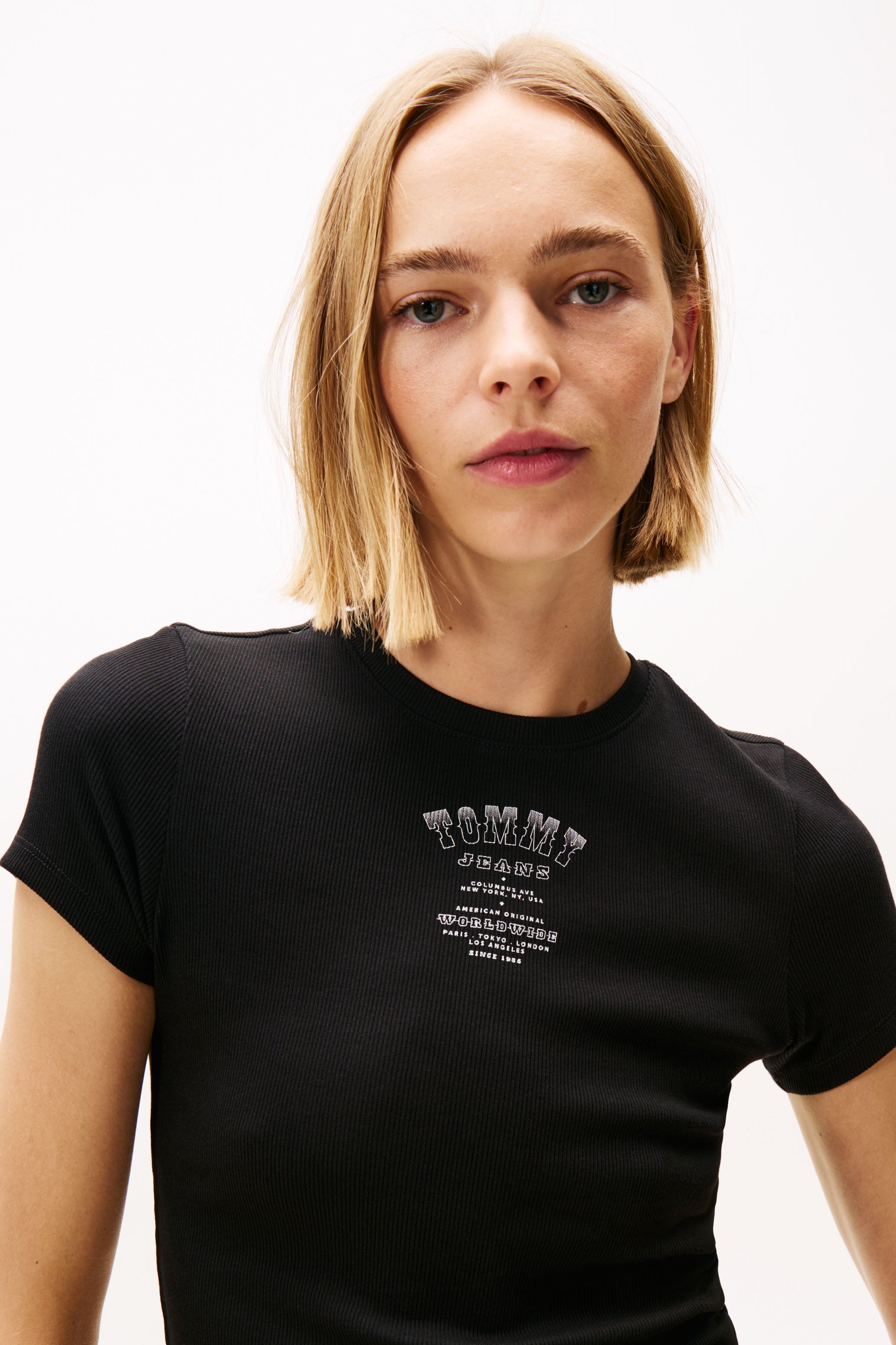 Geripptes T-Shirt - Black