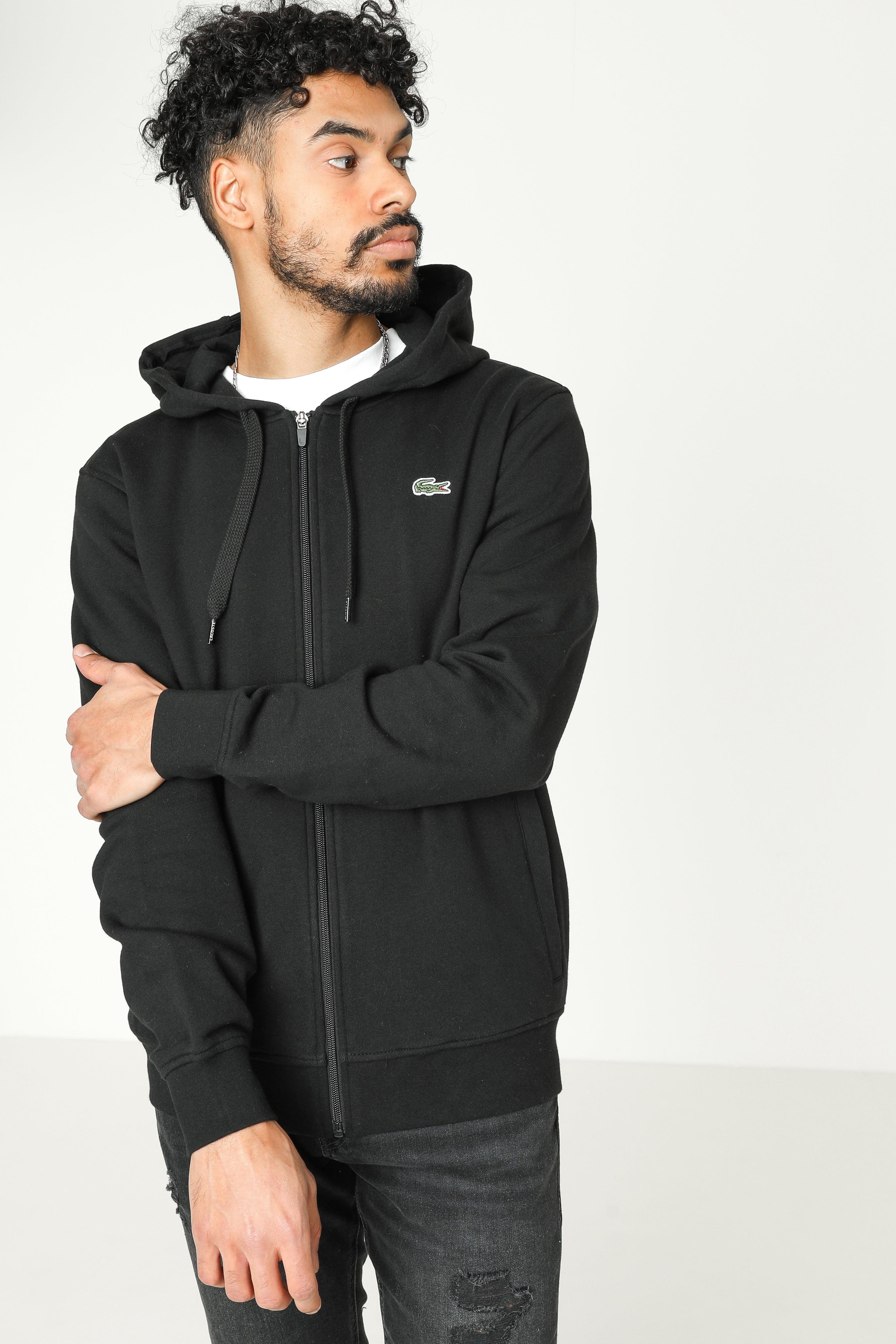 Kapuzensweatjacke - Schwarz