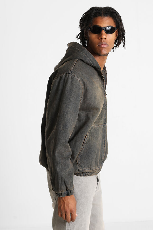 Gefütterte Jeansjacke - Schwarz/Braun