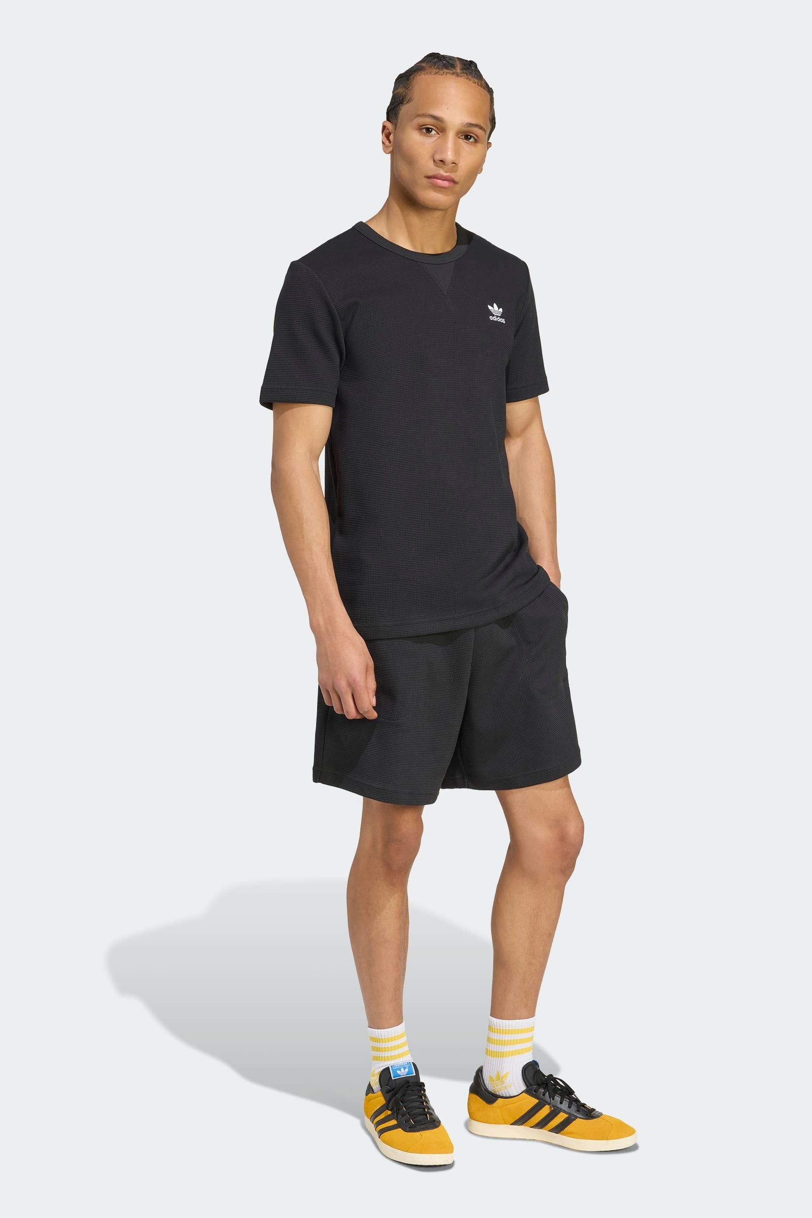 T-Shirt mit Waffelstruktur - Black