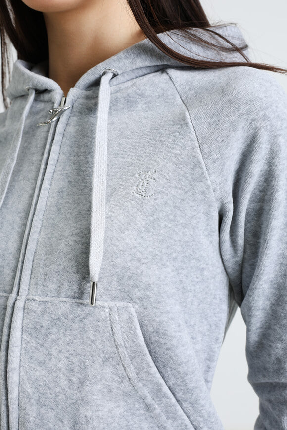 Madison Samt Crop Jacke - Silver Marl