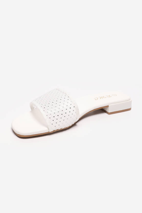 Pantoletten mit Strass - White