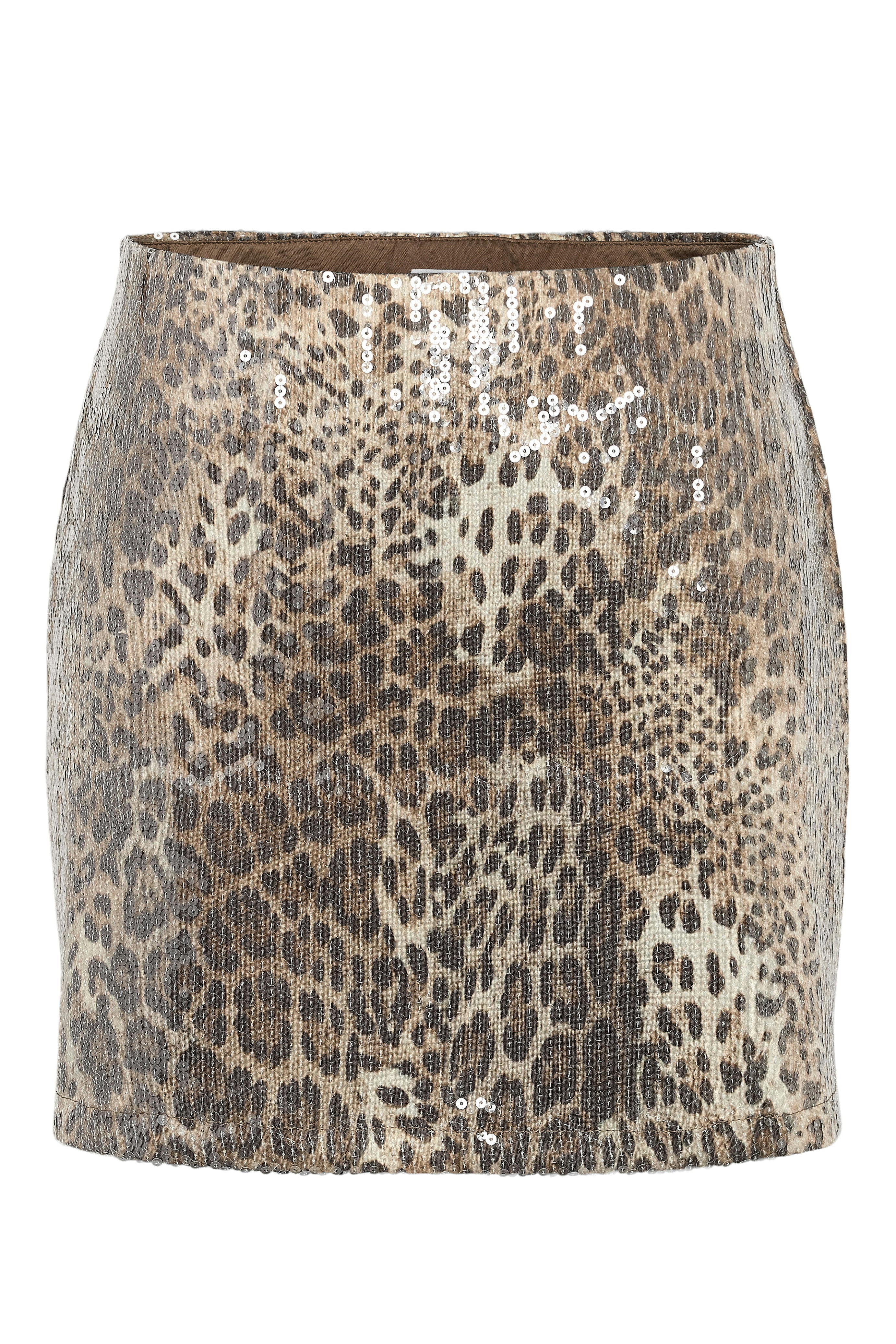 NMJESSY Pailletten Minirock - Silver Mink + Leo