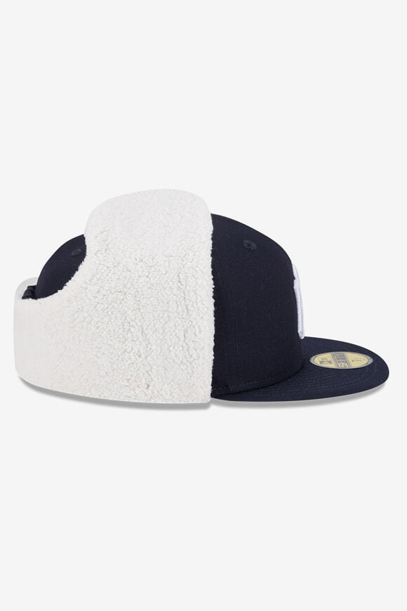 Fleece Trapper cap - Dark Navy + White
