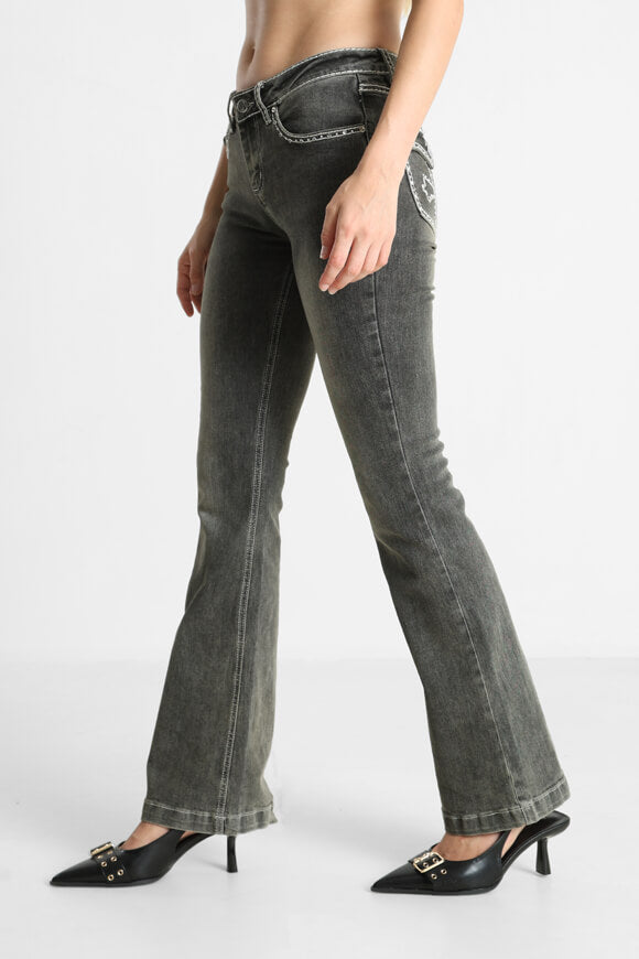 Flare Jeans - Used Schwarz