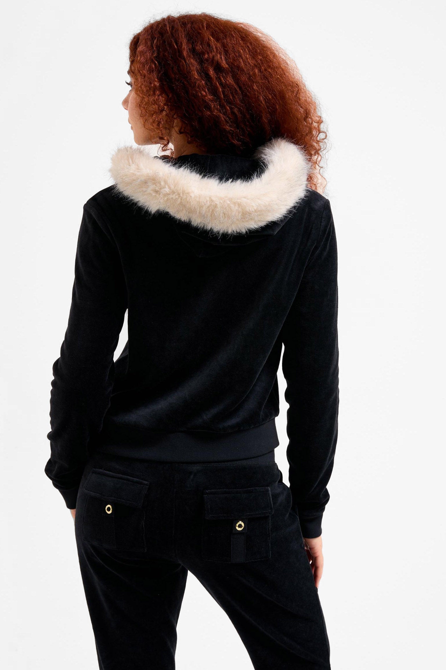 Samt Crop Jacke - Black