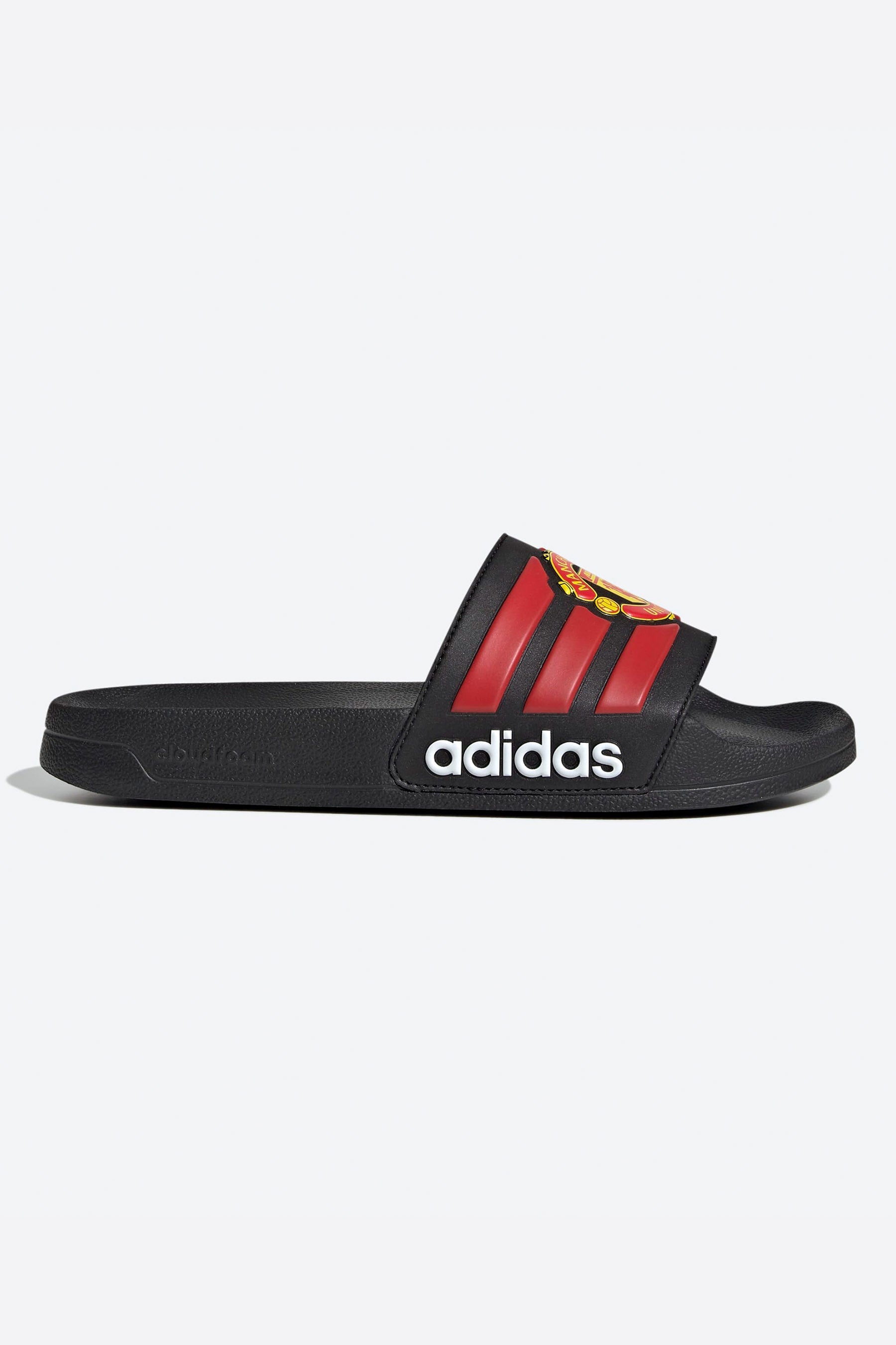 Adilette Manchester United Pantoletten - Core Black + Red + Cloud White