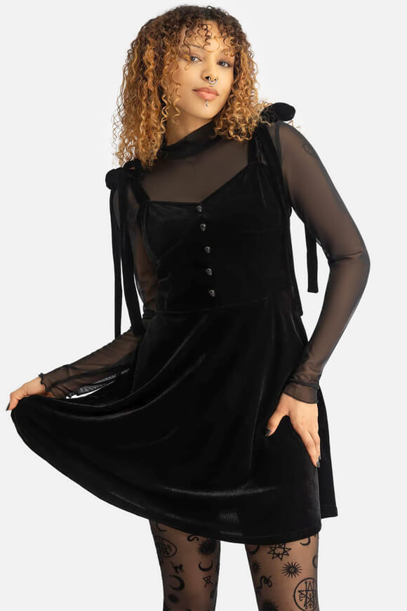 Illusionary Samt Minikleid - Black