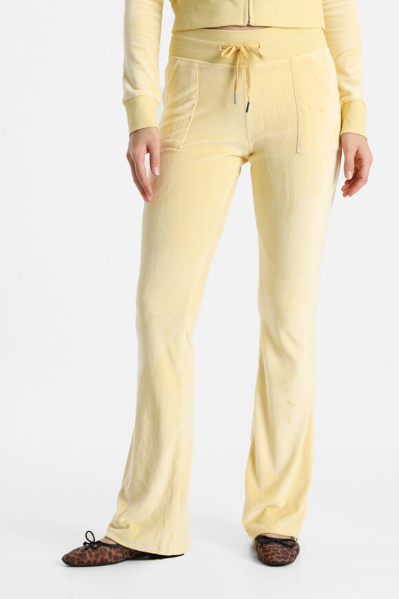 Samt Flare-Hose - Hellgelb