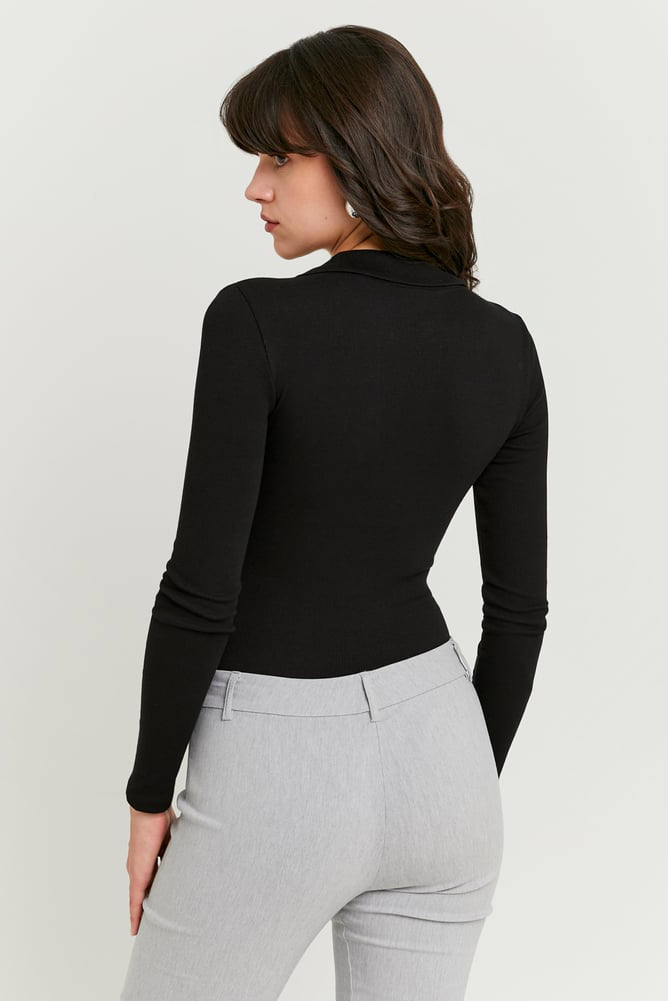 Geripptes Body - Black