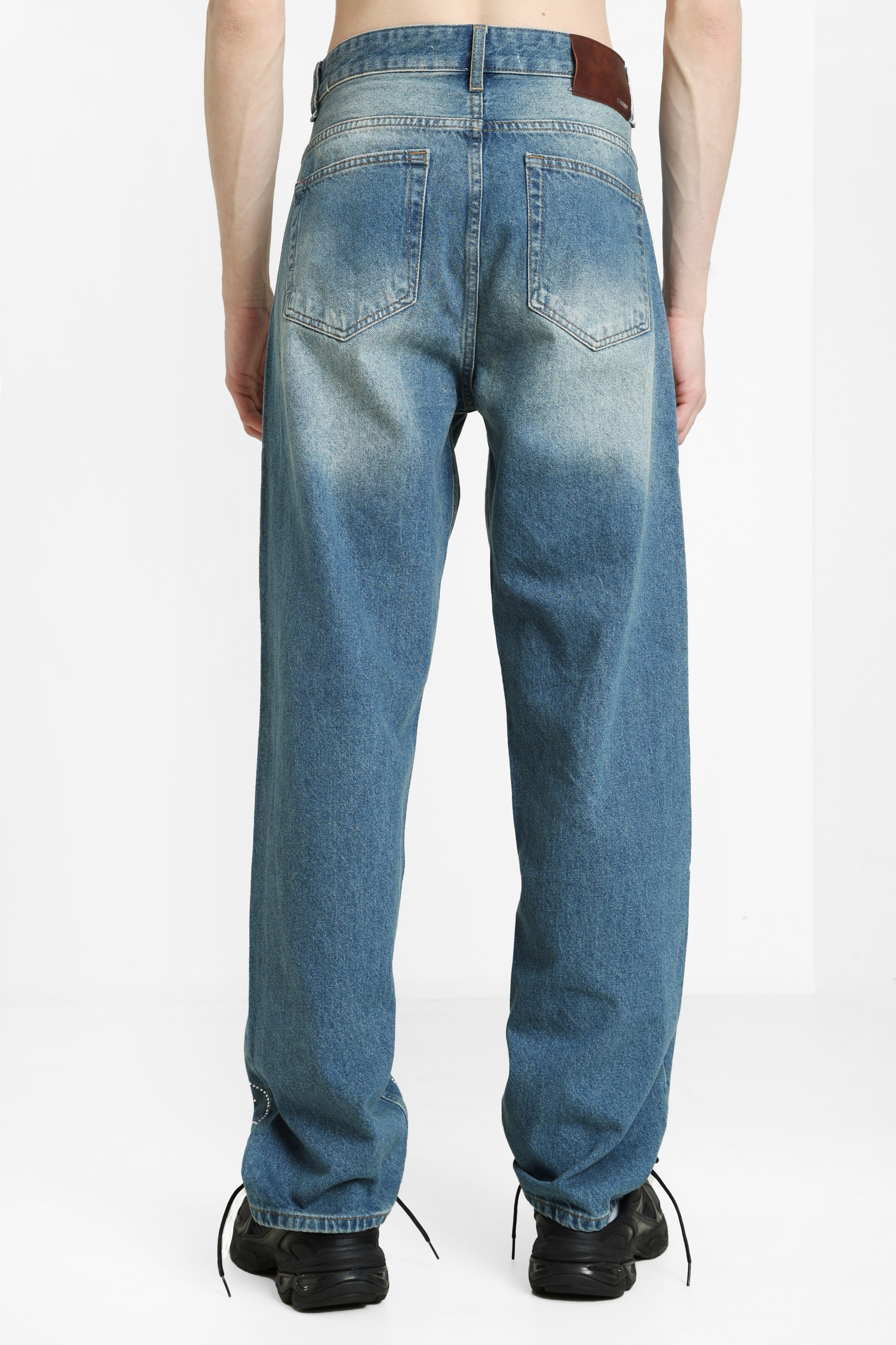 Loose Fit Jeans mit Strass - Blue Denim