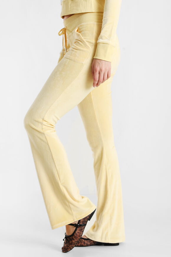 Samt Flare-Hose - Hellgelb