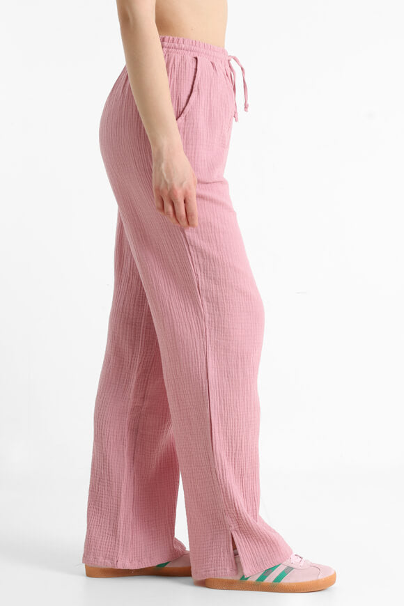 Wide Leg Musselin-Hose - Altrosa