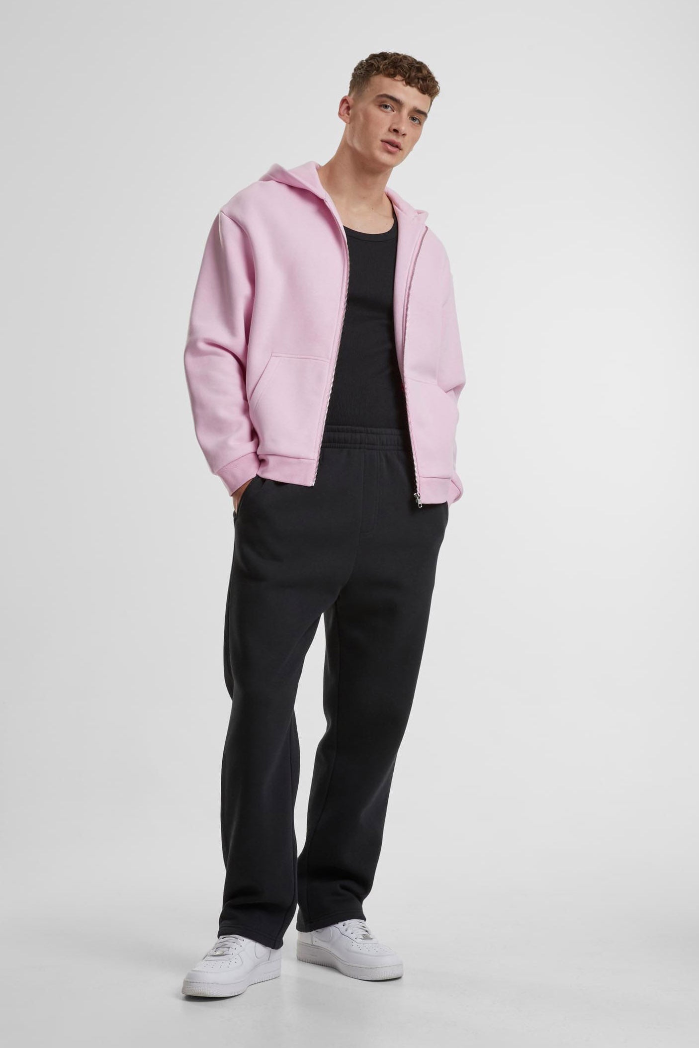 Fluffy Kapuzensweatjacke - Soft Pink