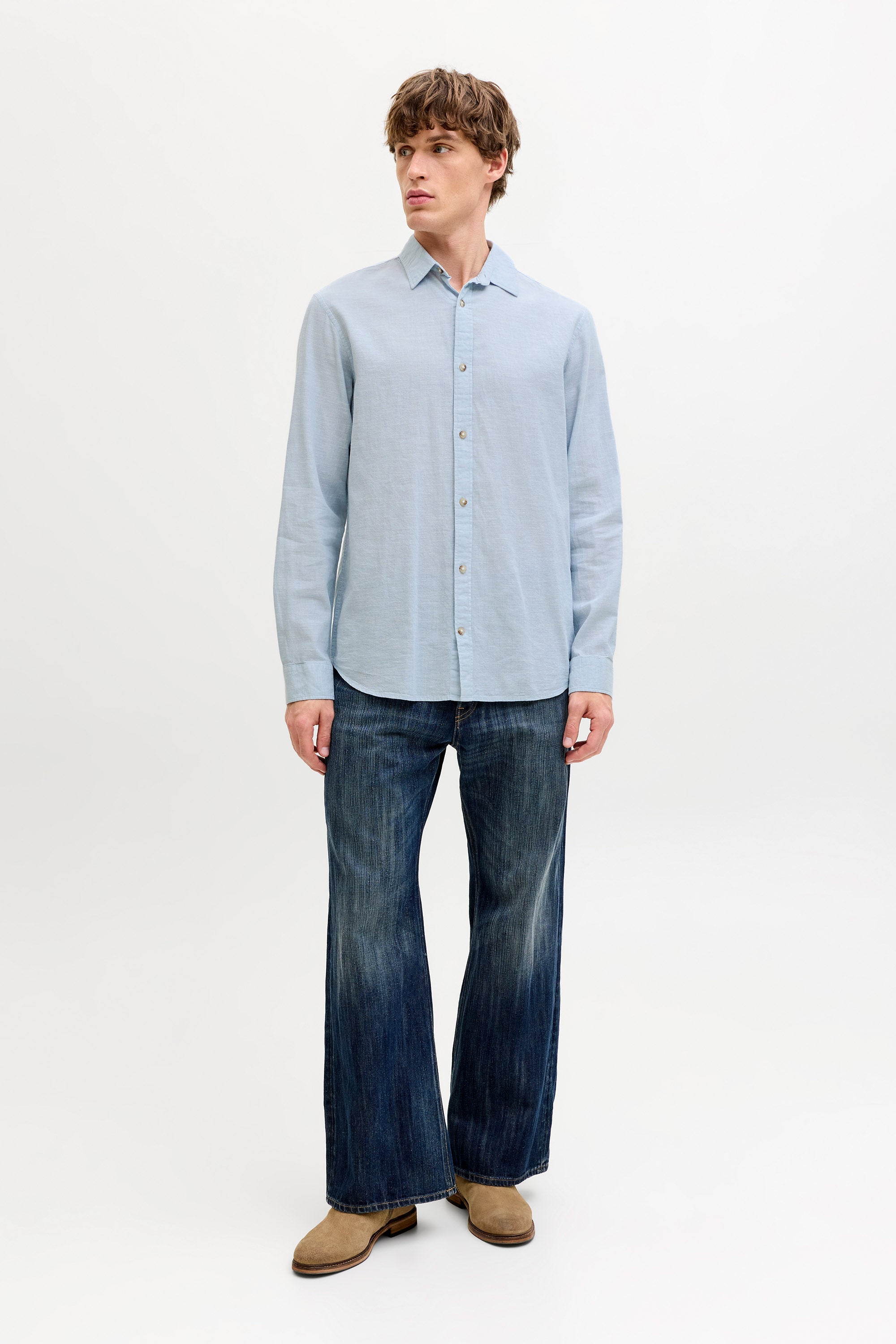JJESUMMER Leinenhemd - Celestial Blue
