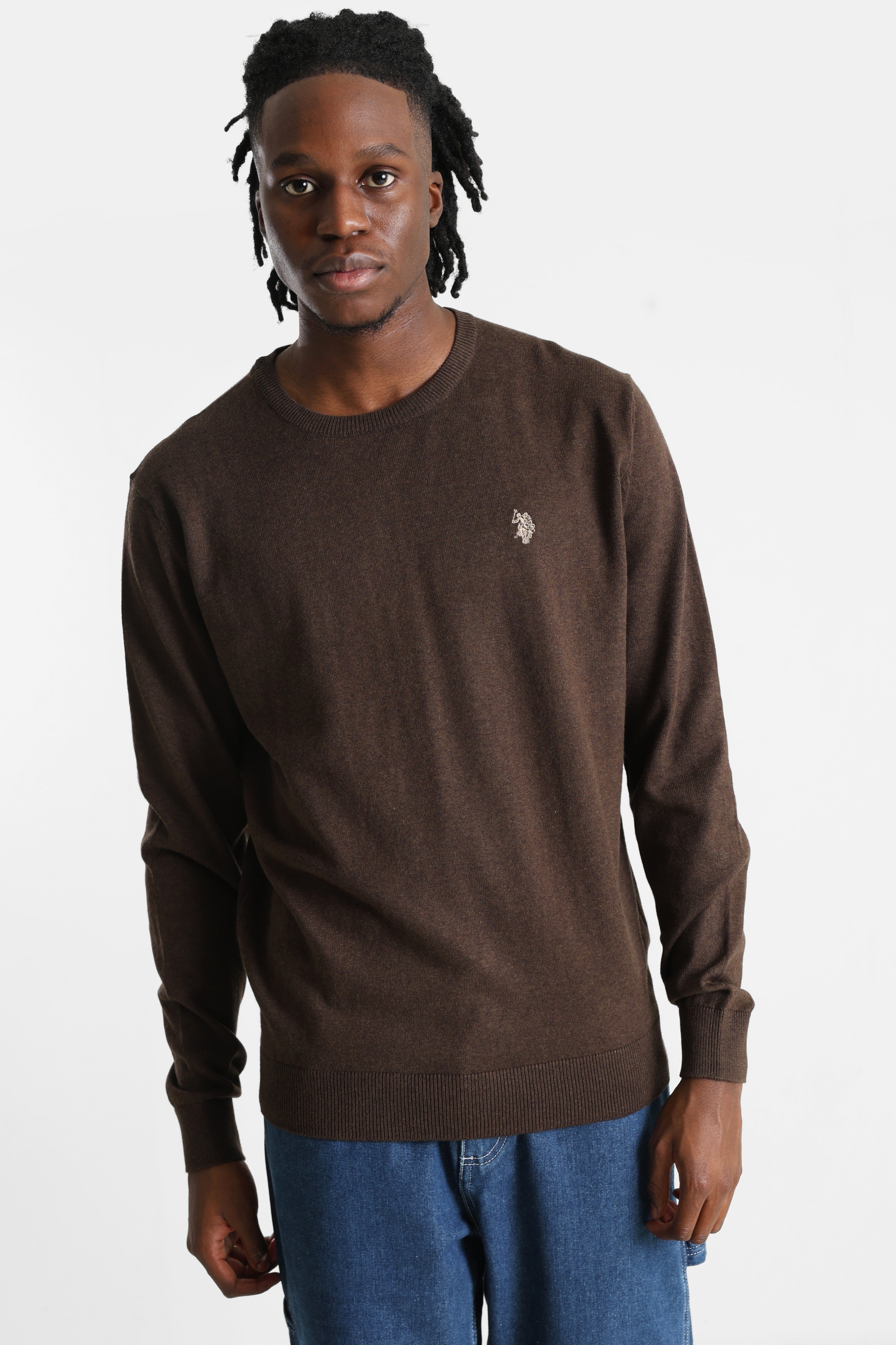 Leon Feinstrickpullover - Dark Brown Heather