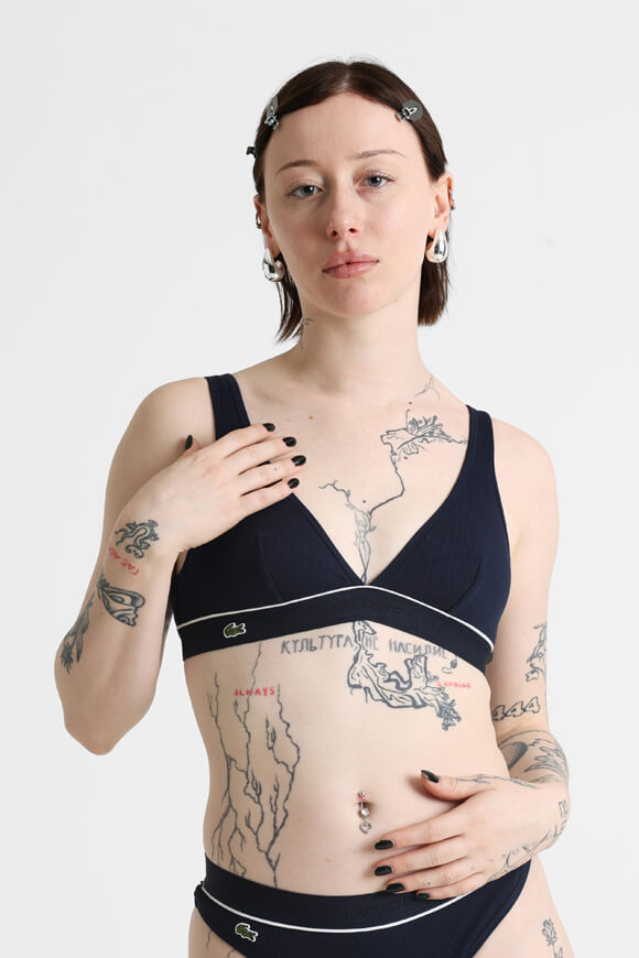 Geripptes Bralette - Navy