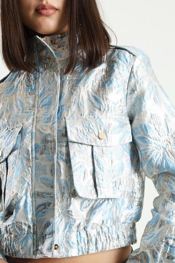 Leichte Crop Jacke - Blue + Silver