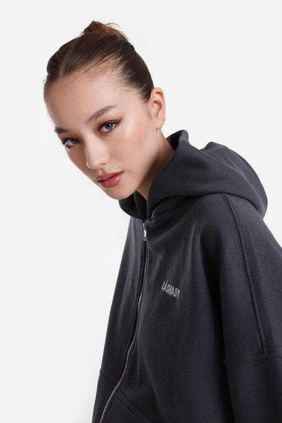 Oversize Kapuzensweatjacke - Dunkelgrau
