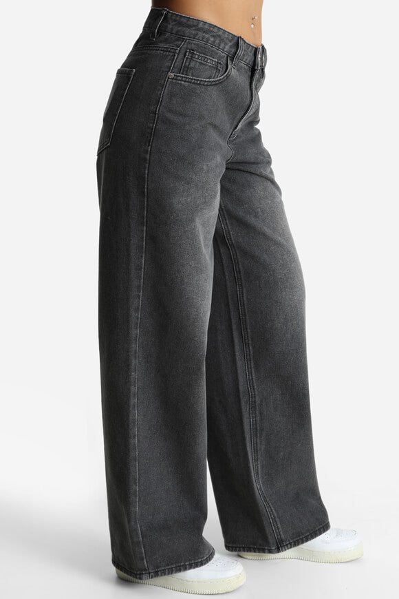 Wide Leg Jeans - Used Schwarz